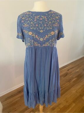 orange creek Periwinkle Dot Textured Midi Dress